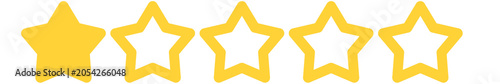 One Star Rating Icon on Transparent Background. Bad Feedback One Out of Five Stars Quality Review. 1 Star Customer Satisfaction Score Symbol for poor quality ranking.