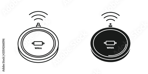 Wireless charging pad and its black counterpart with signal waves and battery icon for modern device power