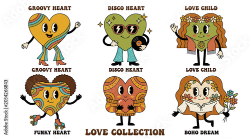 Canvastavla Cartoon Hearts with Human Features.