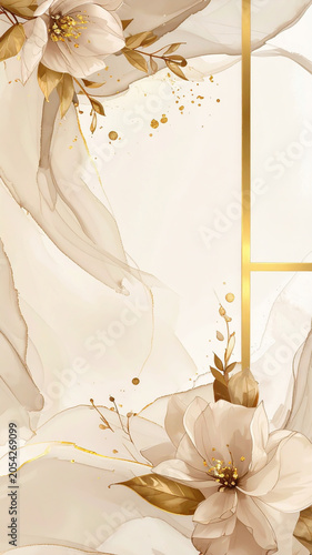 Eleganter floraler Luxus-Hintergrund in Creme und Gold