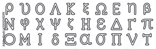 Φωτογραφία Modern set of 30 thin outline Greek Alphabet icons