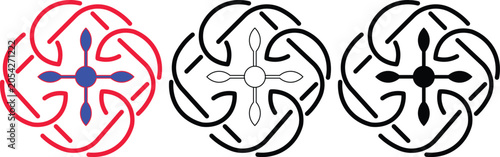 Bild auf Leinwand Black and White Celtic Knot Tribal Tattoo Design with Biohazard Spider Symbol Ve