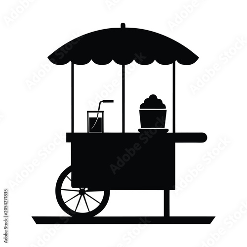 Street Food Cart Silhouette Vector Illustration