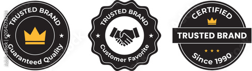 Trusted Brand Badges – Premium Gold and Black Certification Emblems