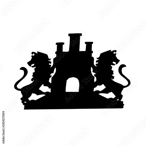 Quadro su tela Leones agarrando un castillo