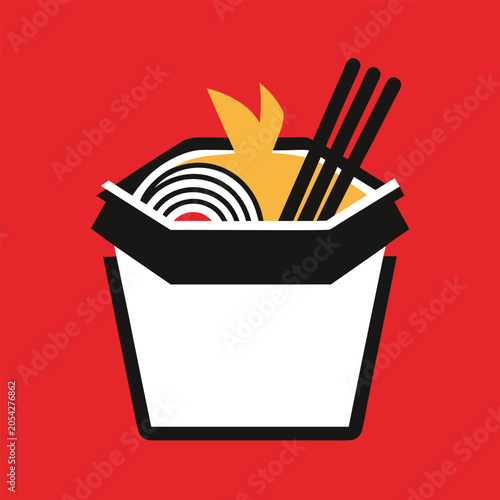 Ramen Noodles Box Silhouette Vector Illustration