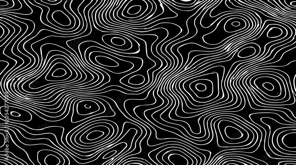 Fototapeta premium abstract topographic contour lines vector illustration design black and white monochrome abstract landscape texture, decorative cartographic elements and contemporary graphic artwork for backgrounds.