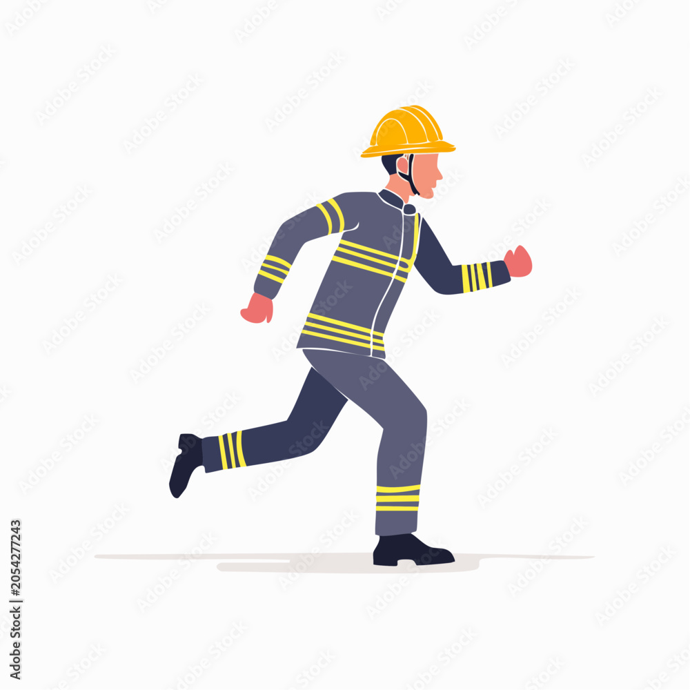 Fototapeta premium Firefighter Running in Uniform