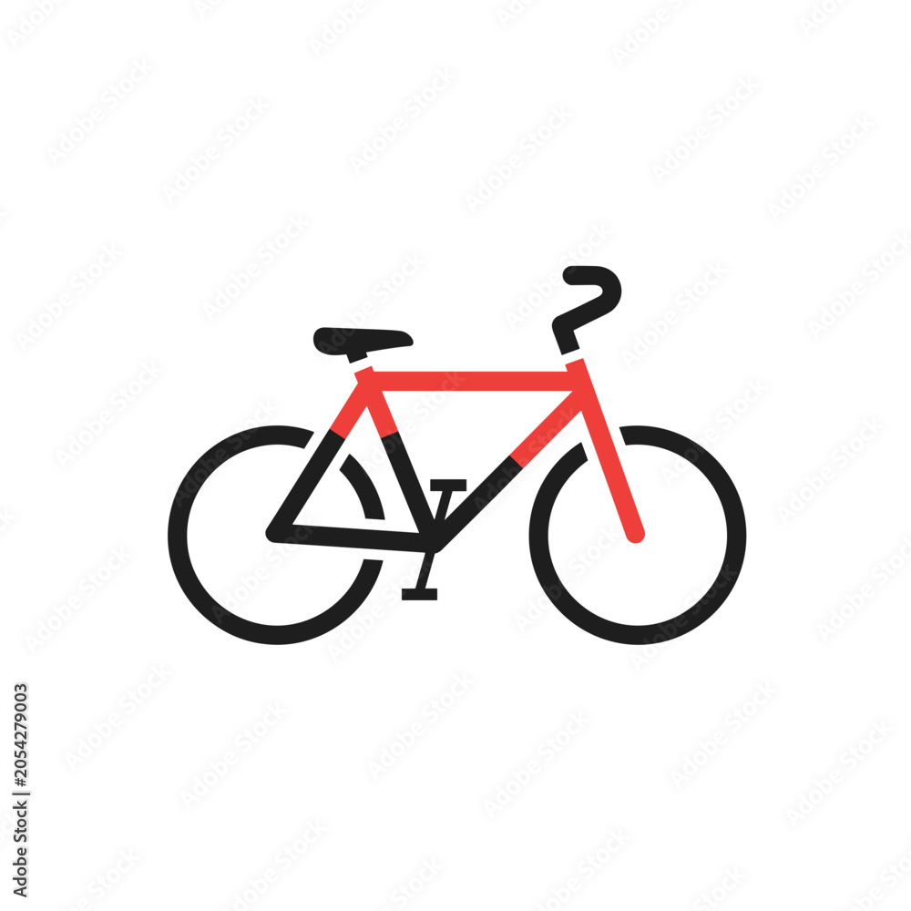 Obraz premium Red road bicycle icon vector line illustration
