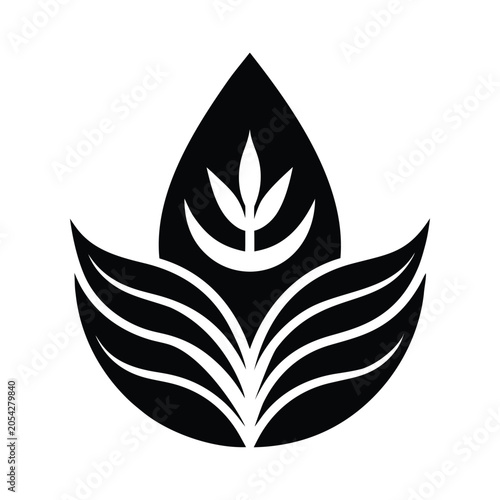 Abstract Leaf Water Logo Vector Illustration
