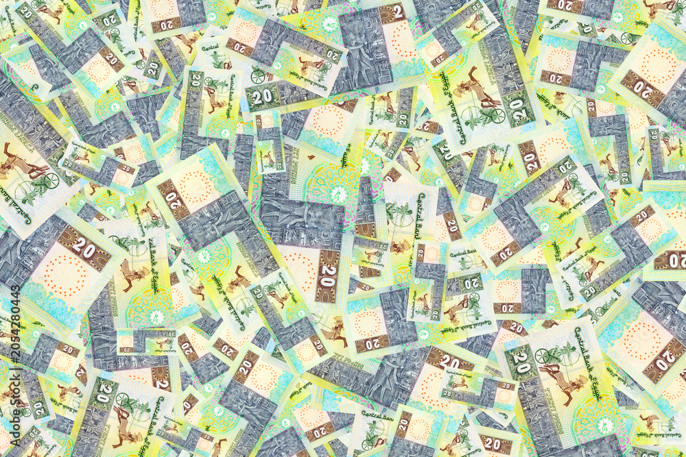 Fototapeta premium 20 Pounds Egyptian Banknote featuring Ancient Egyptian Pharaonic Art. Money of Egypt.