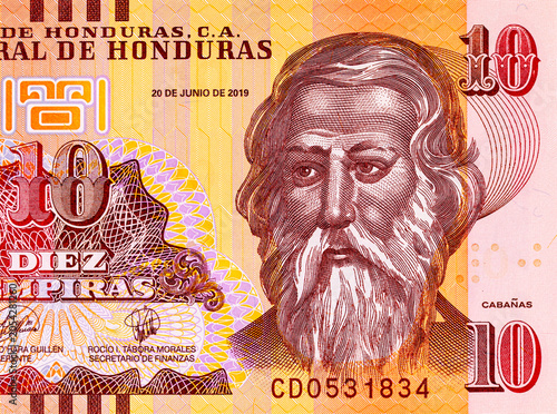 Bild auf Leinwand 10 Lempiras, Honduras, 2019 with a portrait of Jose Trinidad Cabanas
