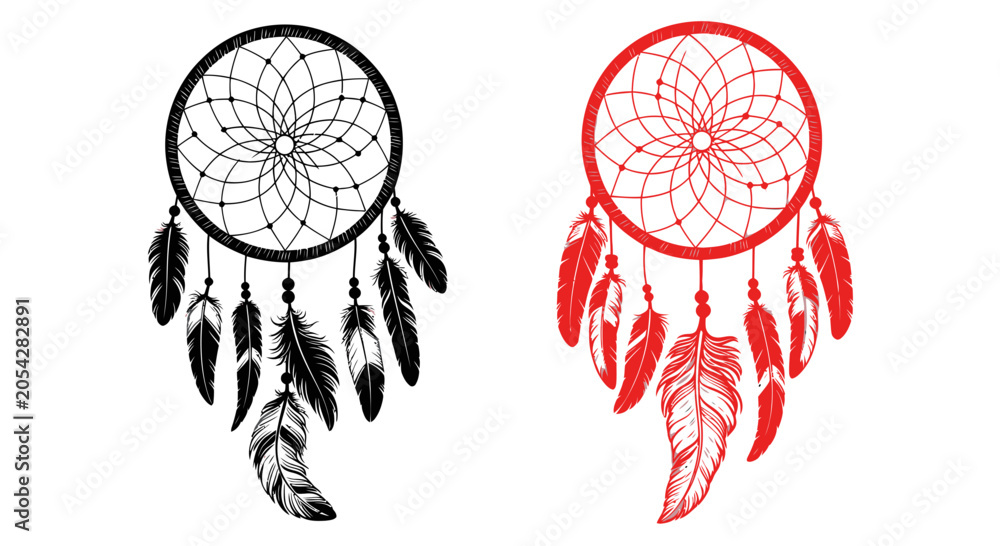 Εκτύπωση καμβά Dreamcatcher with feathers hanging down.