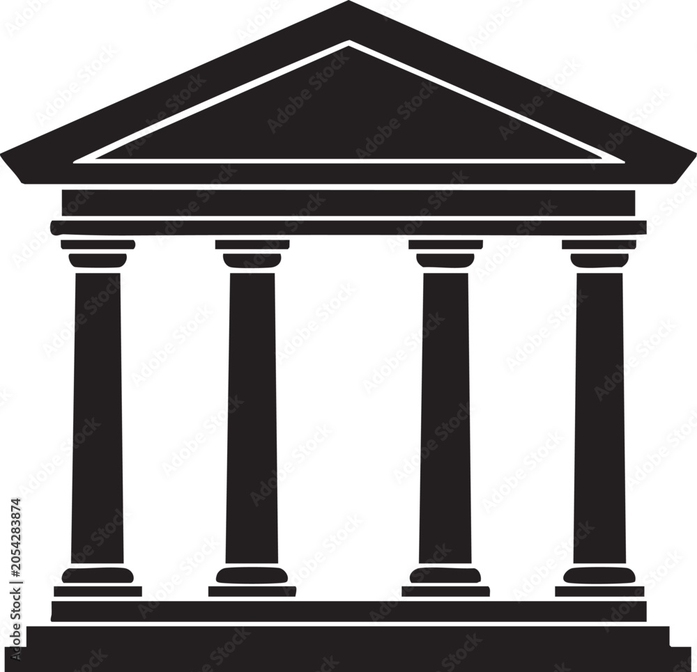 Fototapeta premium Classical building facade with columns and pediment representing justice government law and order and finance institutions.