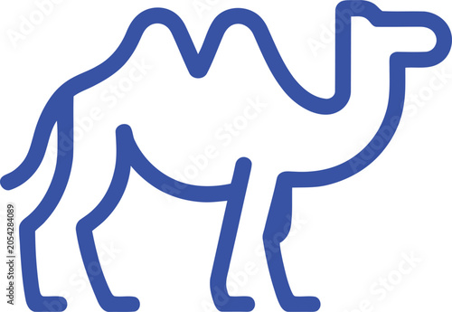 Valokuva Blue camel icon, outline illustration, animal symbol, minimalist design
