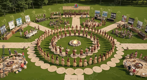 Obraz na płótnie People standing in a circular formation.