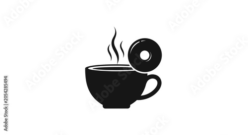 Slika na platnu Donut on a coffee cup icon.