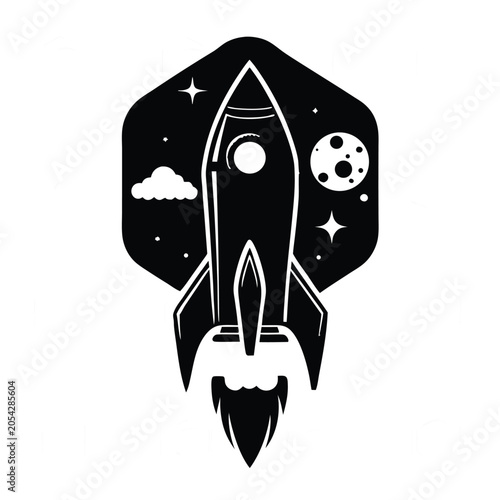 Sleek Abstract Figure Vector - Modern Black and White Art