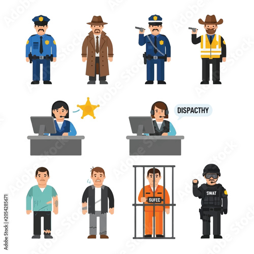 Canvastavla Police officers and people characters.