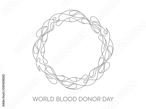 Circular wreath design created with simple liquid drop icons for world blood donor day awareness art.