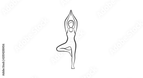 Foto Woman Practicing Yoga Meditation Pose in Minimalist Line Art Style