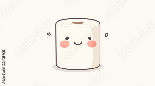 Cute smiling toilet paper roll cartoon illustration