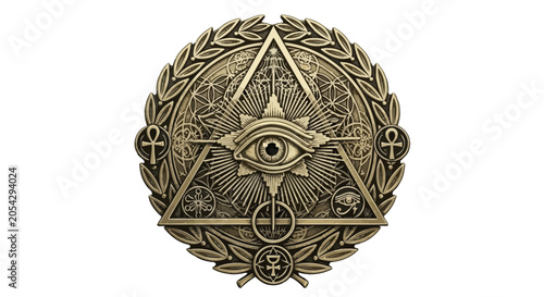 Photos All seeing eye symbol on medal.