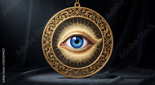 Φωτογραφία All seeing eye with gold frame.