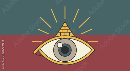 Tableau sur toile All seeing eye with pyramid.