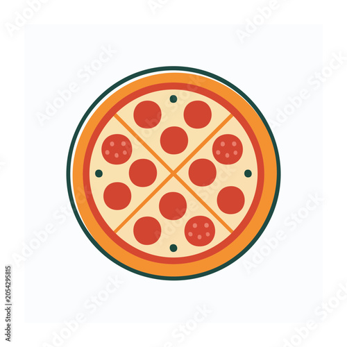 Pepperoni Pizza Flat Illustration