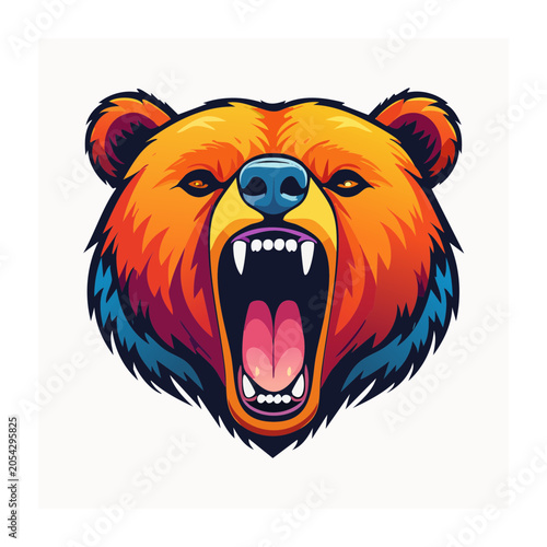 Roaring Bear Head Graphic Illustration
