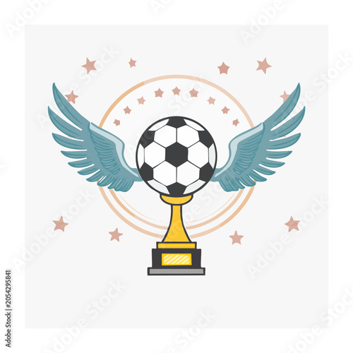 Soccer Trophy with Wings Graphic Design