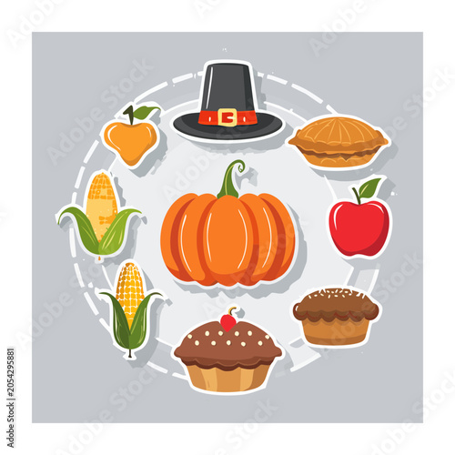 Thanksgiving Elements Flat Design Illustration