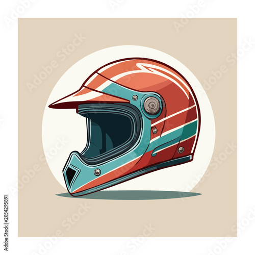 Vintage Motorcycle Helmet Vector Illustration