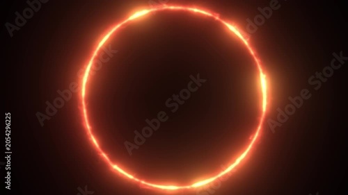 Glowing Red Circular Light Energy Ring Animation on Dark Background.