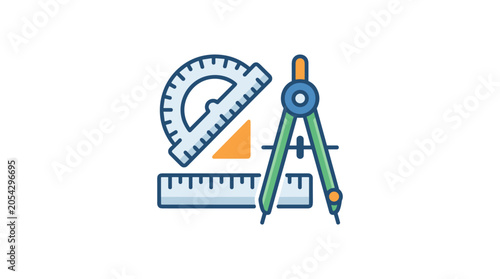 Geometric and drafting tools for drawing and math education vector illustration.