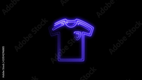 Neon Blue T- Shirt Outline Glowing Purple Neon Sign Isolated on Black Background neon t-shirt blue neon sign