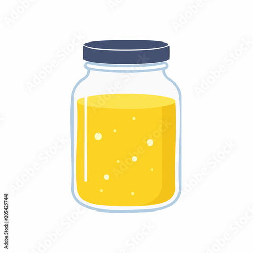 Jar of Yellow Liquid with Bubbles