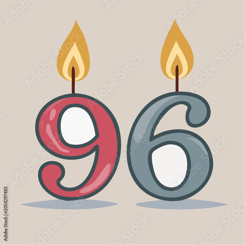 Number 96 Birthday Candles