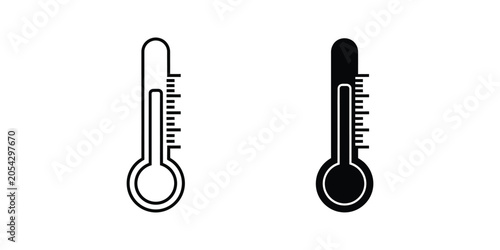 Thermometer icon isolated on white background with clean design and clear markings for temperature measurement