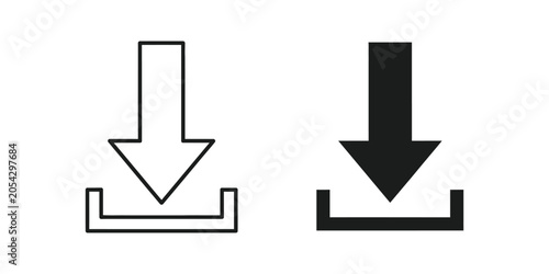 Two download icons in outline and filled styles against a clean white background indicating data transfer