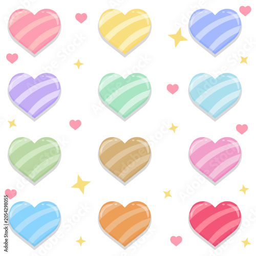Obraz na płótnie Cute colorful striped heart shape vector elements collection