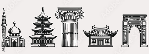 Fotografija World architecture landmarks mosque pagoda greek columns chinese temple triumpha
