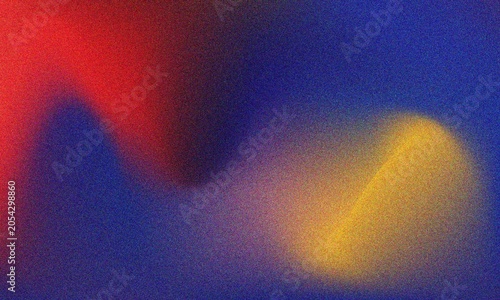 Foto Abstract Red Blue and Yellow Gradient With Smooth Organic Shapes with noise effe