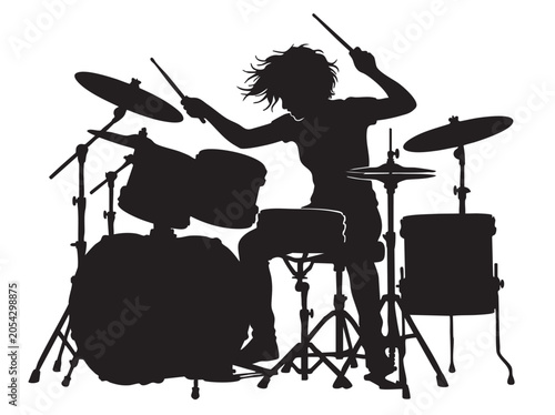 Canvas Print Musicians playing drums in a jazz band at a cafe restaurant