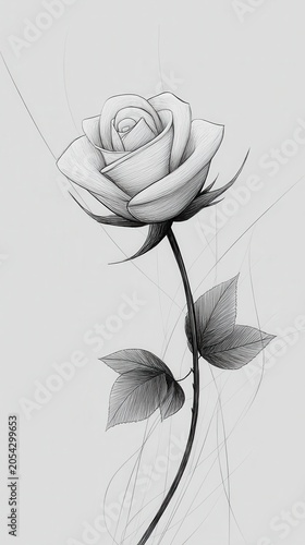 Elegant Pencil Sketch of a Single Rose