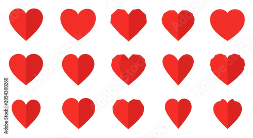 red heart shapes on white background