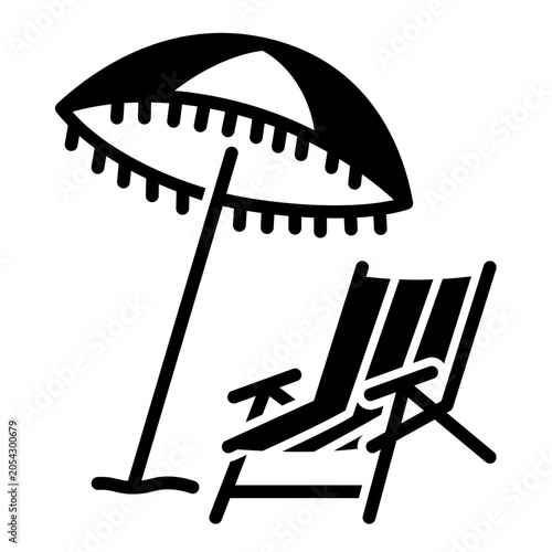 Beach Umbrella and Chair Icon