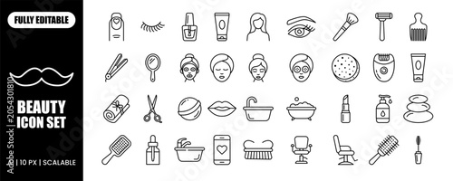 Quadro su tela Beauty and spa icon set, vector illustration of cosmetic and personal care tools