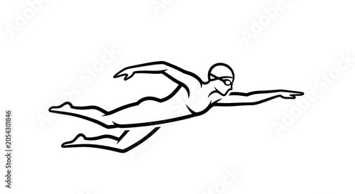 swimmer diving into water